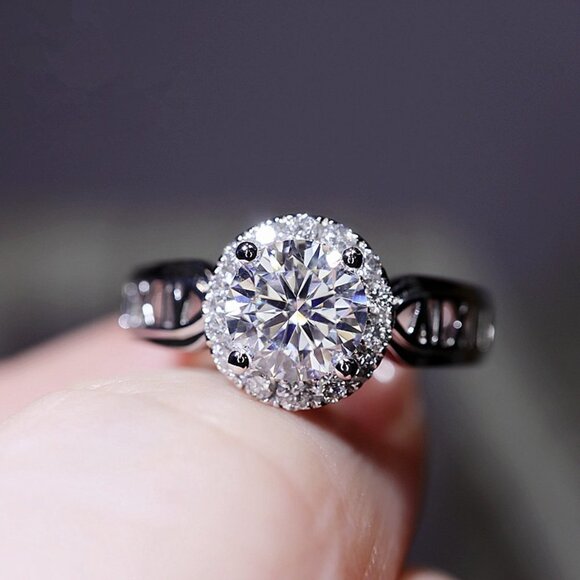 💥14K WHITE GOLD DAINTY 💎DIAMOND FASHION ANILLOS HOLLOW BAND RING, L125 - Picture 5 of 10